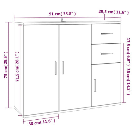 skænk 91x29,5x75 cm konstrueret træ hvid