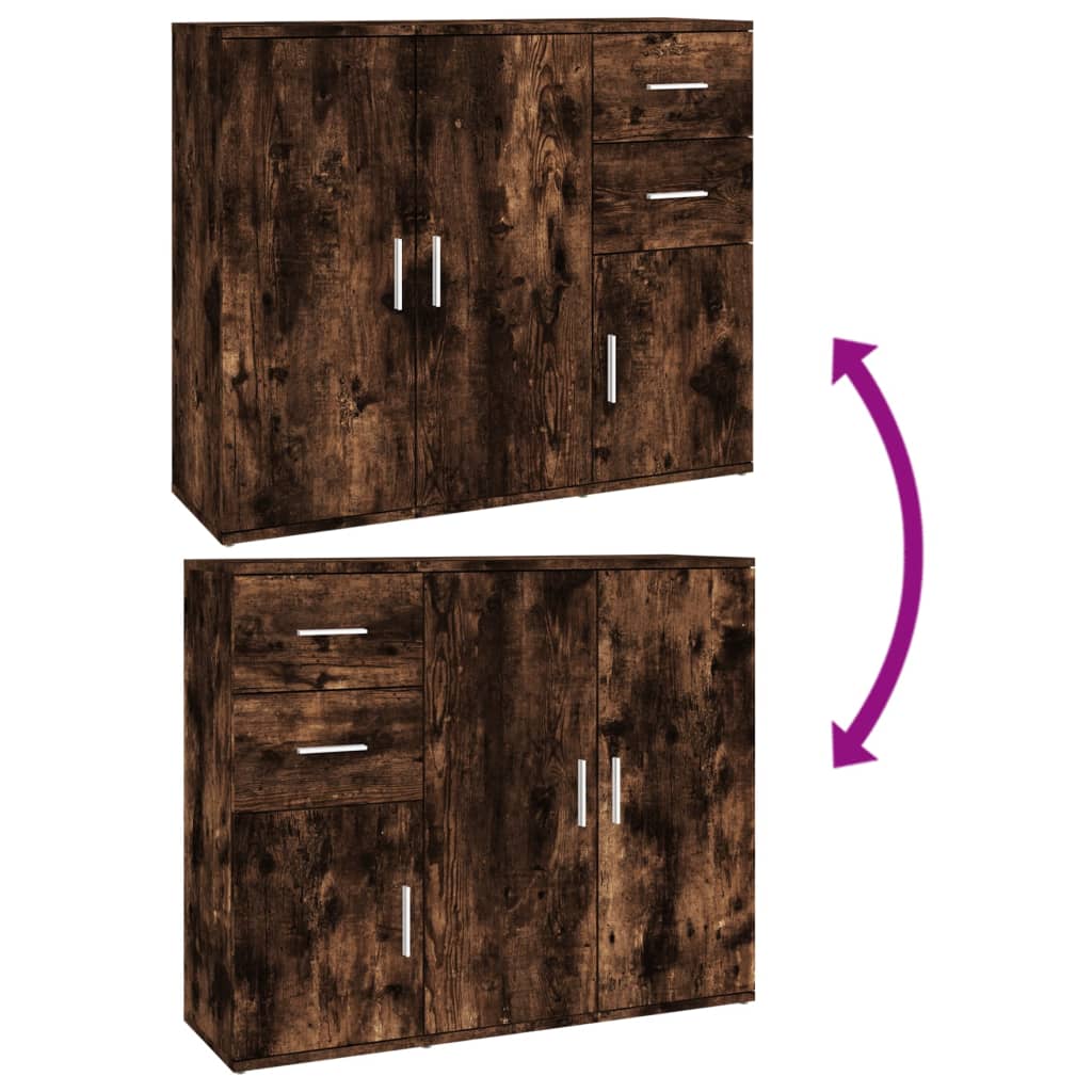 skænk 91x29,5x75 cm konstrueret træ røget egetræsfarve