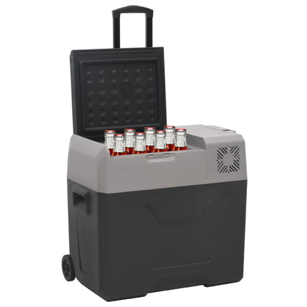 køleboks med hjul og adapter 30 l polypropylen sort og grå