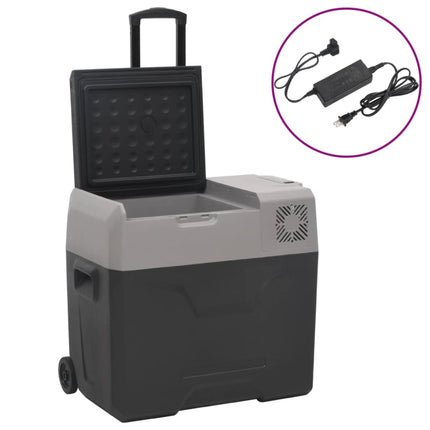 køleboks med hjul og adapter 40 l polypropylen sort og grå