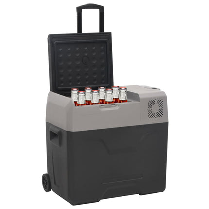 køleboks med hjul og adapter 40 l polypropylen sort og grå