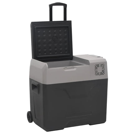køleboks med hjul og adapter 40 l polypropylen sort og grå