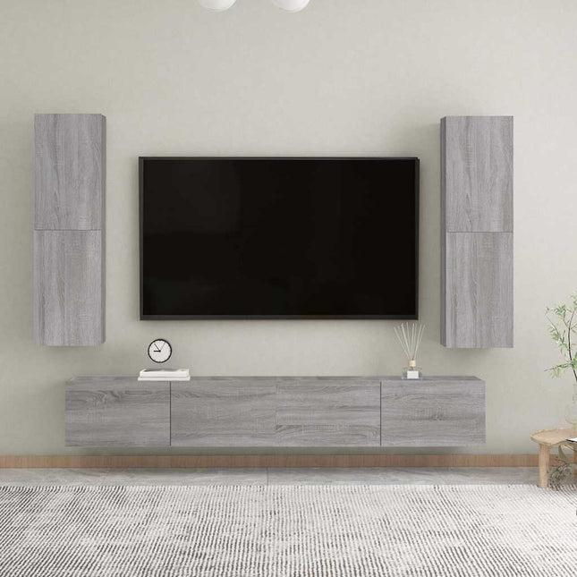 væghængt tv-skab 30,5x30x110 cm grå sonoma-eg
