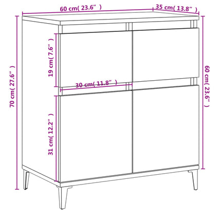 skænk 60x35x70 cm konstrueret træ røget egetræsfarve
