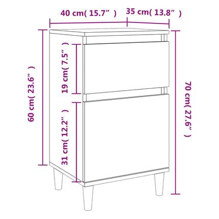 sengebord 40x35x70 cm hvid