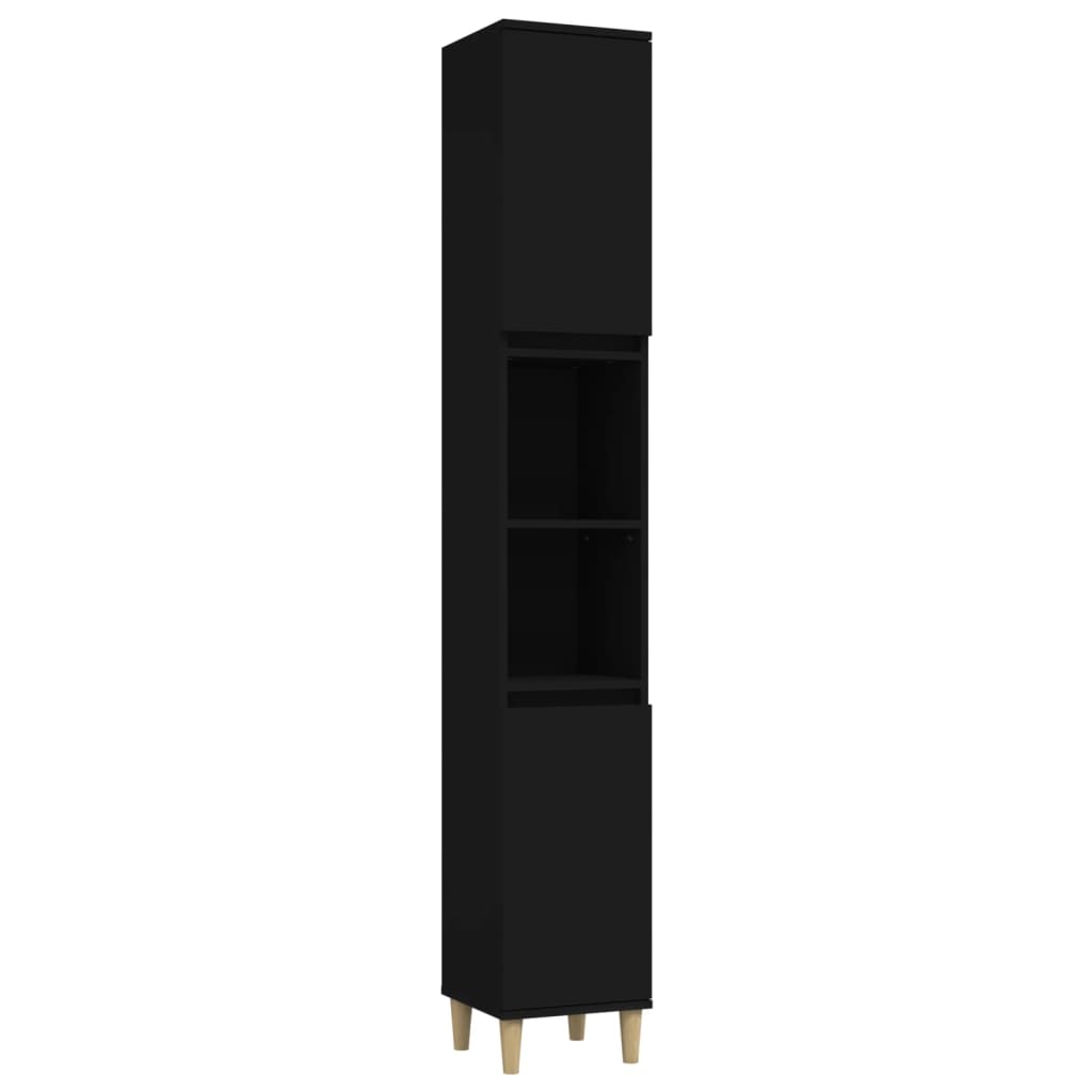 badeværelsesskab 30x30x190 cm konstrueret træ sort