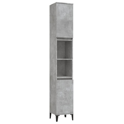 badeværelsesskab 30x30x190 cm konstrueret træ betongrå