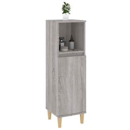 badeværelsesskab 30x30x100 cm konstrueret træ grå sonoma-eg