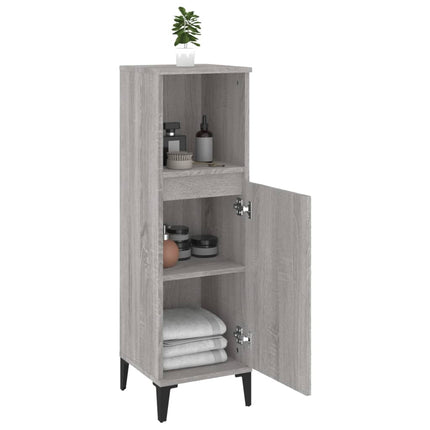 badeværelsesskab 30x30x100 cm konstrueret træ grå sonoma-eg