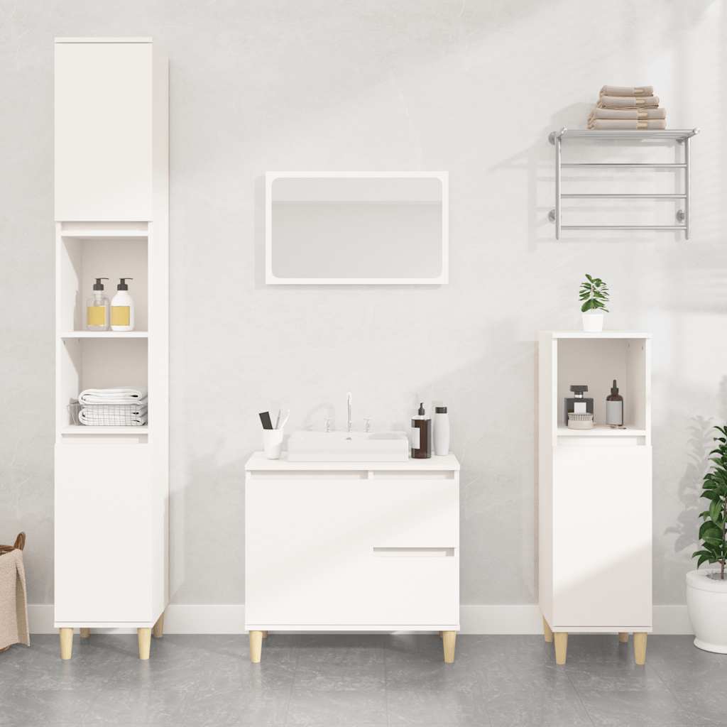 Badeværelsesskab 65 × 33 × 60 cm i hvidt konstrueret træ