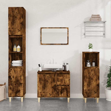 badeværelsesskab 65x33x60 cm konstrueret træ røget egetræ