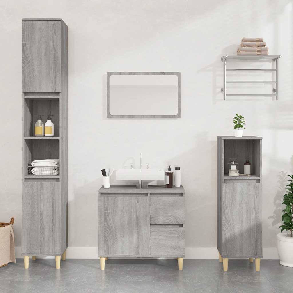 Badeværelsesskab 65×33×60 cm - grå sonoma-eg, konstrueret træ