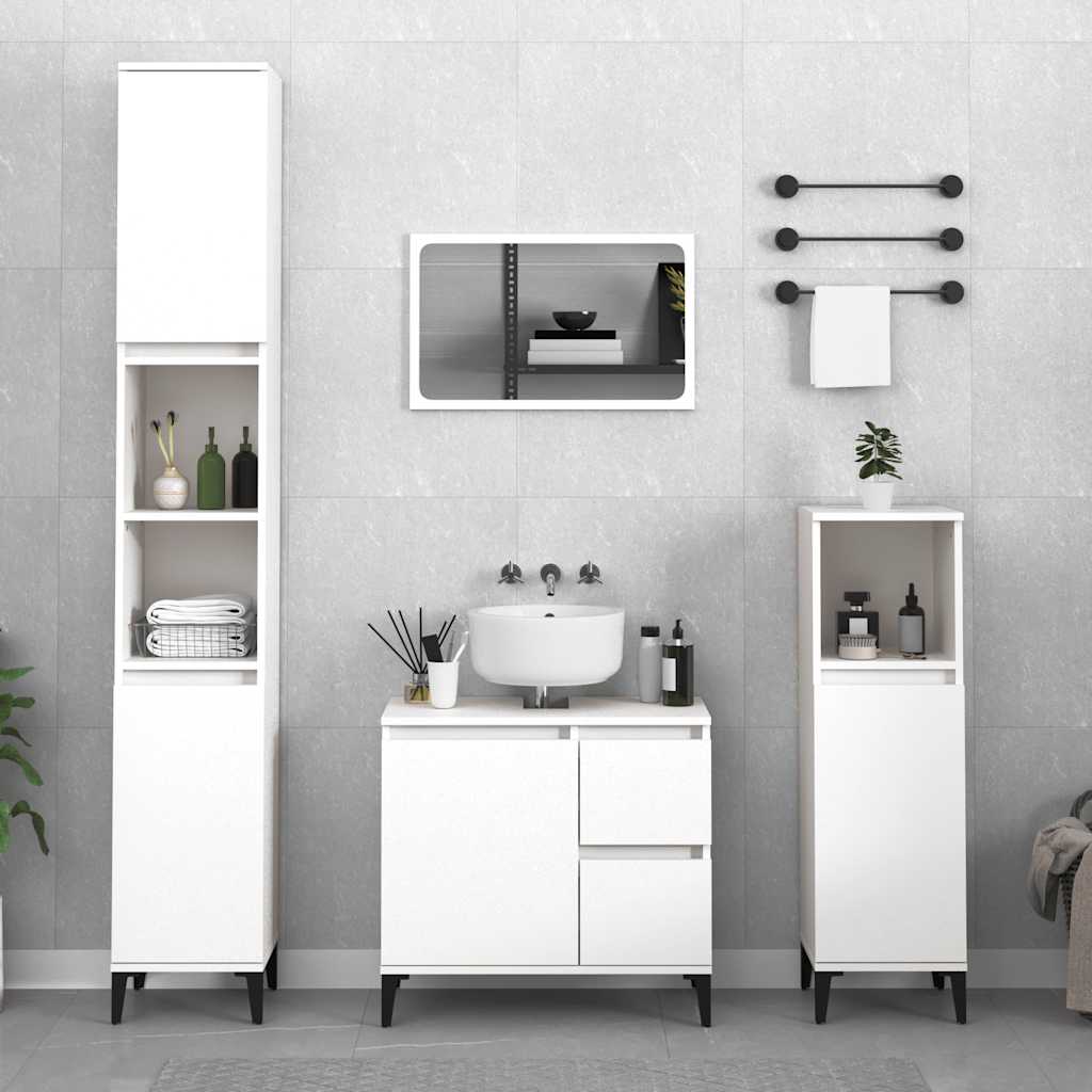 Badeværelsesskab 65 × 33 × 60 cm i hvidt konstrueret træ