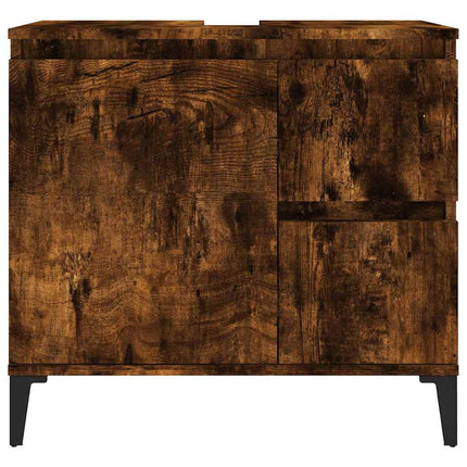 badeværelsesskab 65x33x60 cm konstrueret træ røget egetræ