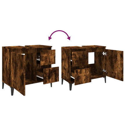 badeværelsesskab 65x33x60 cm konstrueret træ røget egetræ