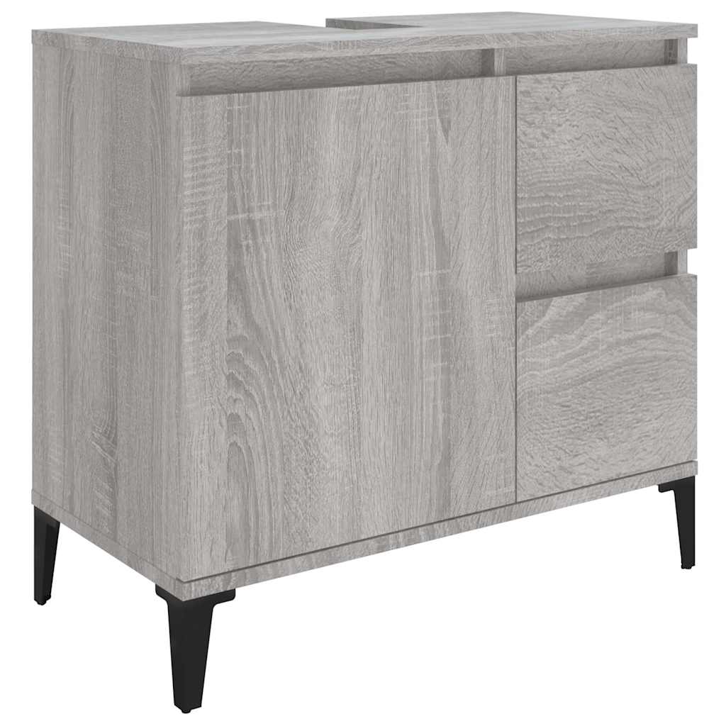 badeværelsesskab 65x33x60 cm konstrueret træ grå sonoma-eg