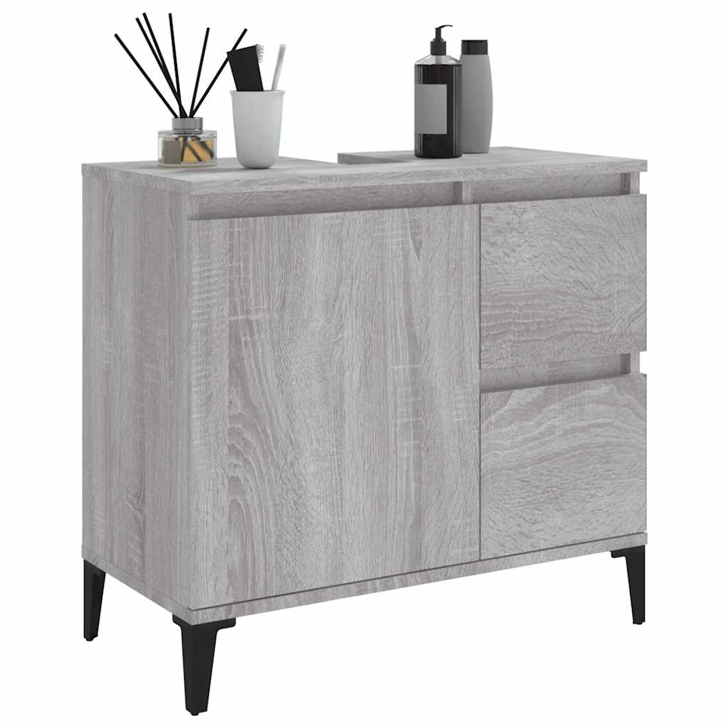 badeværelsesskab 65x33x60 cm konstrueret træ grå sonoma-eg