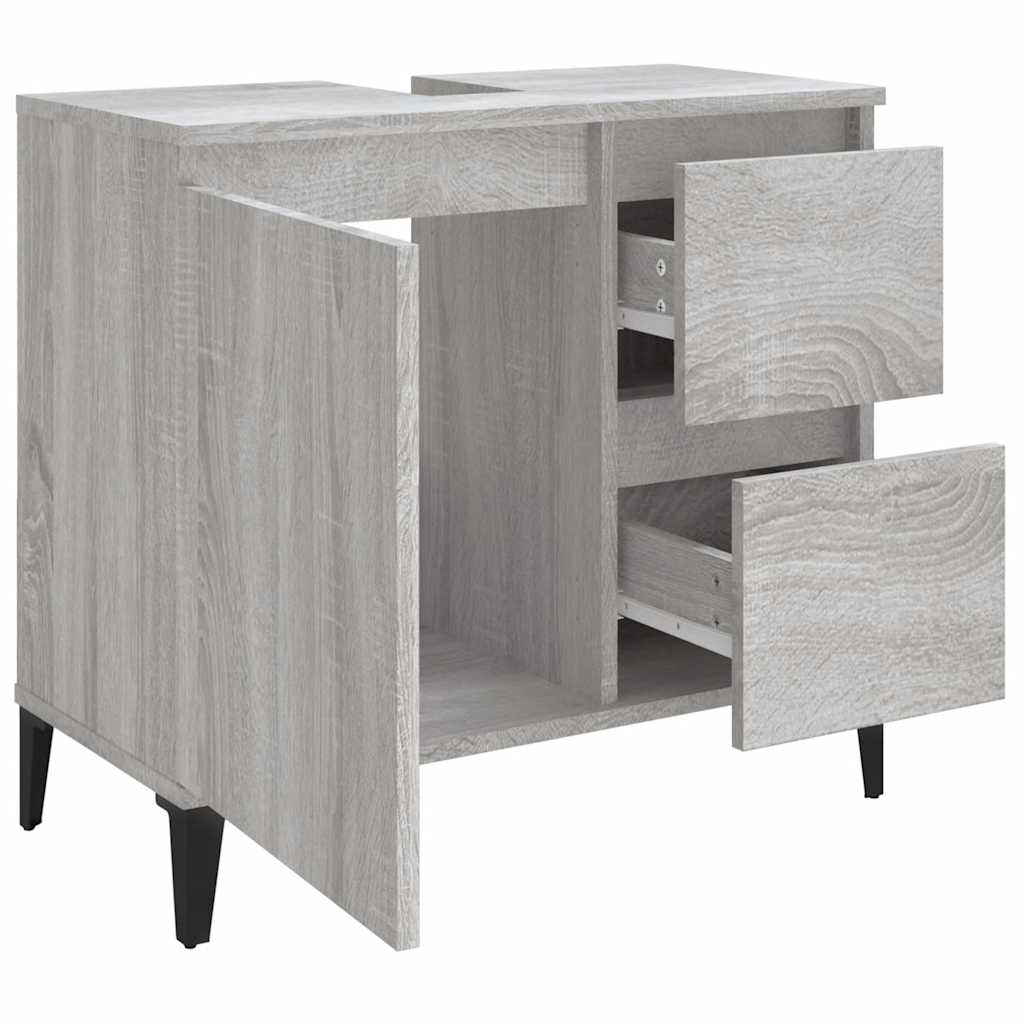 badeværelsesskab 65x33x60 cm konstrueret træ grå sonoma-eg