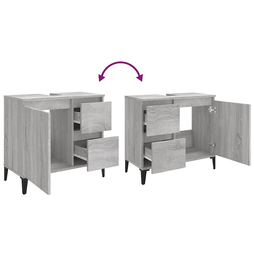 badeværelsesskab 65x33x60 cm konstrueret træ grå sonoma-eg