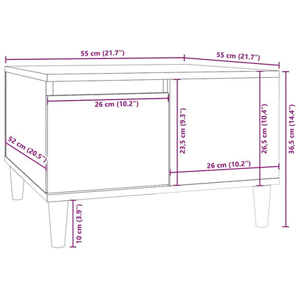 sofabord 55x55x36,5 cm konstrueret træ røget egetræsfarve