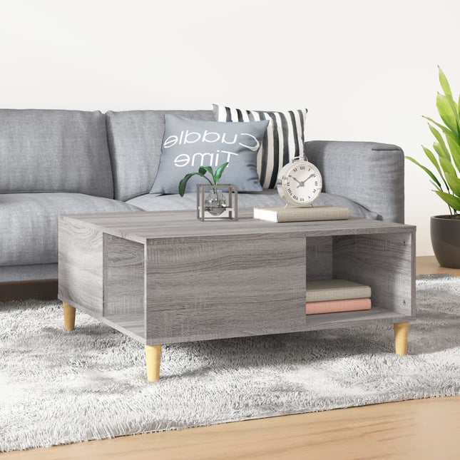 sofabord 80x80x36,5 cm konstrueret træ grå sonoma-eg
