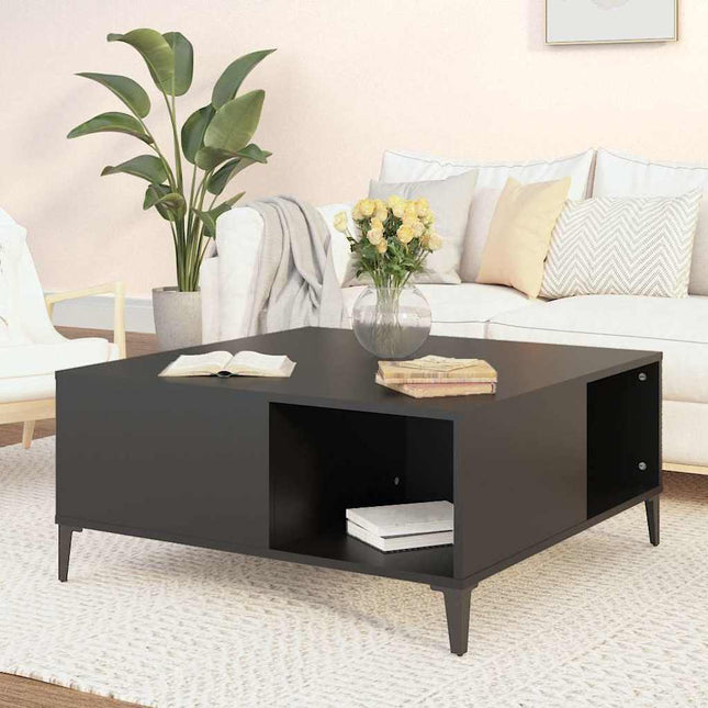 sofabord 80x80x36,5 cm konstrueret træ sort