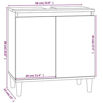 underskab til håndvask 58x33x60 cm konstrueret træ røget eg