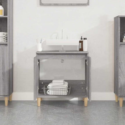 skab til håndvask 58x33x60 cm konstrueret træ grå sonoma-eg