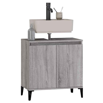 skab til håndvask 58x33x60 cm konstrueret træ grå sonoma-eg