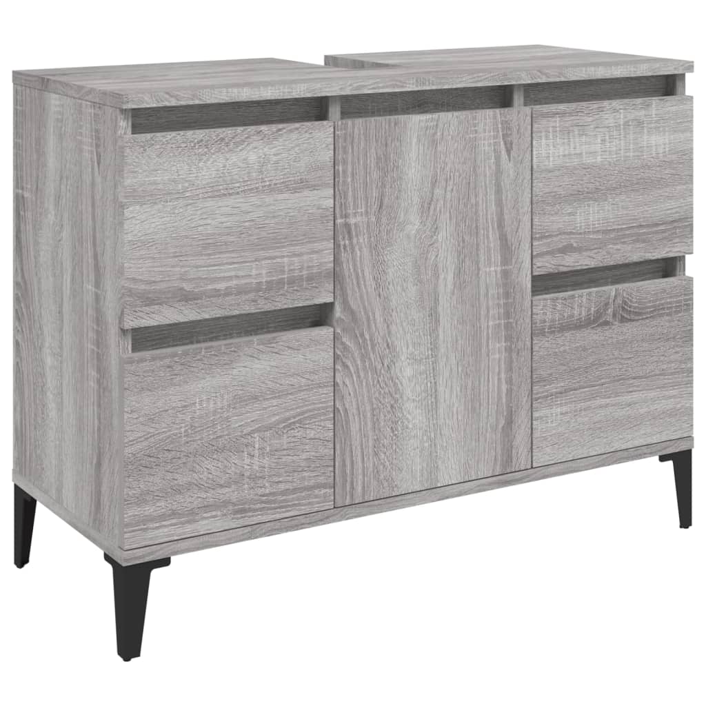 skab til håndvask 80x33x60 cm konstrueret træ grå sonoma-eg