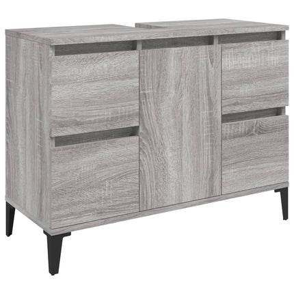 skab til håndvask 80x33x60 cm konstrueret træ grå sonoma-eg