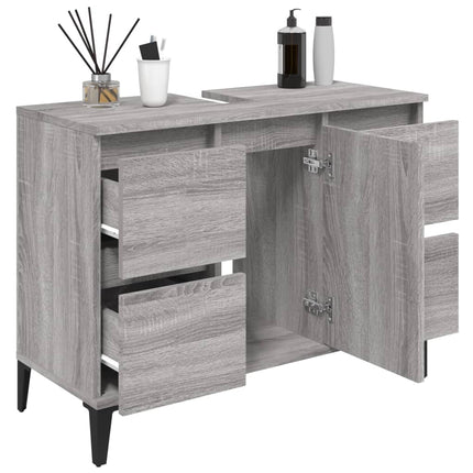 skab til håndvask 80x33x60 cm konstrueret træ grå sonoma-eg