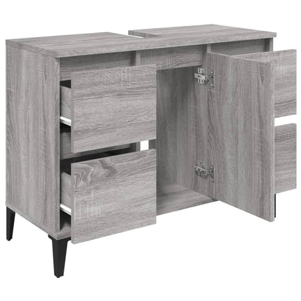 skab til håndvask 80x33x60 cm konstrueret træ grå sonoma-eg