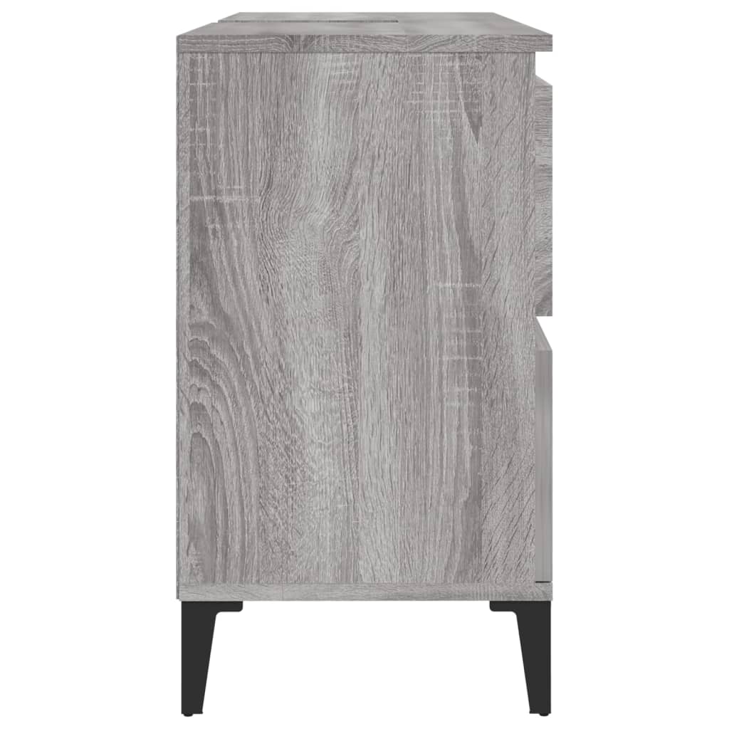 skab til håndvask 80x33x60 cm konstrueret træ grå sonoma-eg