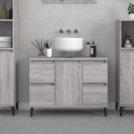 skab til håndvask 80x33x60 cm konstrueret træ grå sonoma-eg