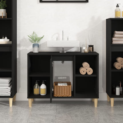 underskab til håndvask 80x33x60 cm konstrueret træ sort
