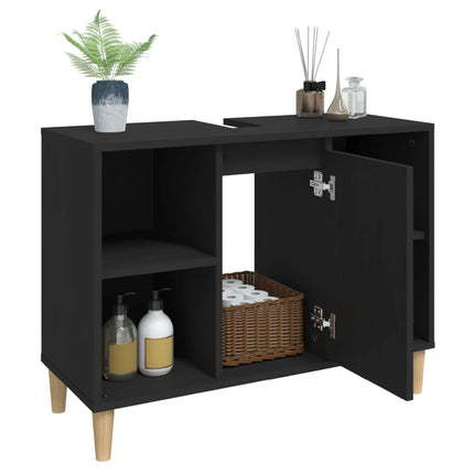 underskab til håndvask 80x33x60 cm konstrueret træ sort