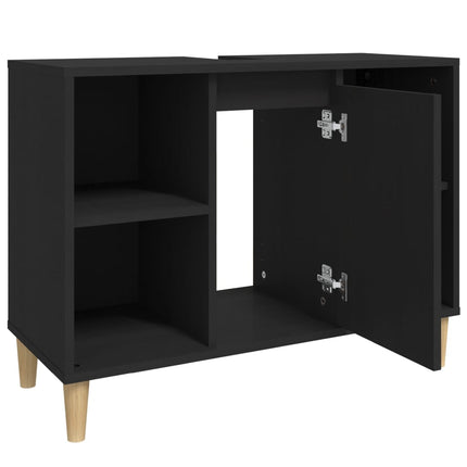 underskab til håndvask 80x33x60 cm konstrueret træ sort