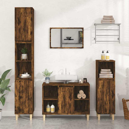 underskab til håndvask 80x33x60 cm konstrueret træ røget eg