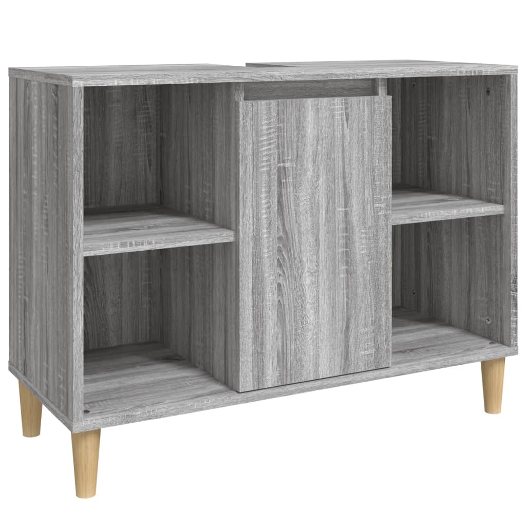 skab til håndvask 80x33x60 cm konstrueret træ grå sonoma-eg