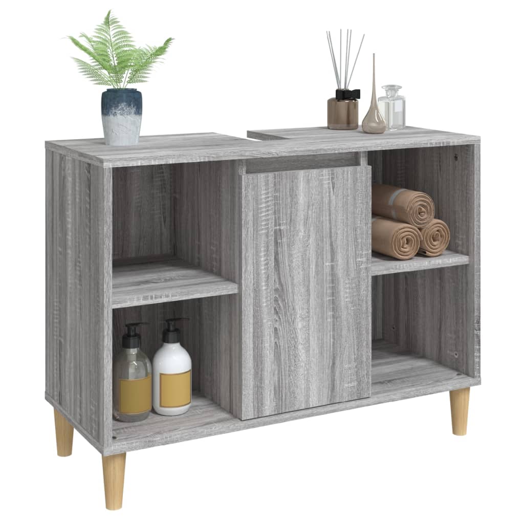 skab til håndvask 80x33x60 cm konstrueret træ grå sonoma-eg