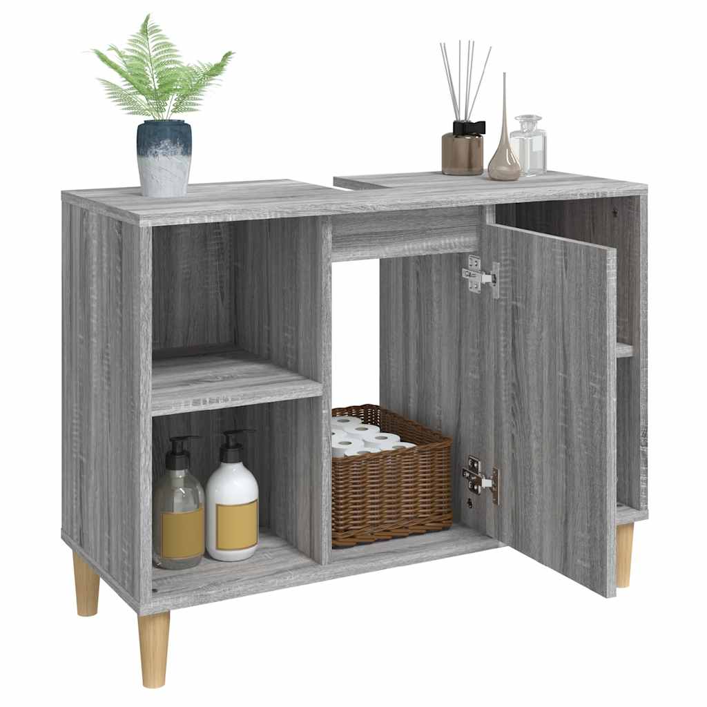 skab til håndvask 80x33x60 cm konstrueret træ grå sonoma-eg