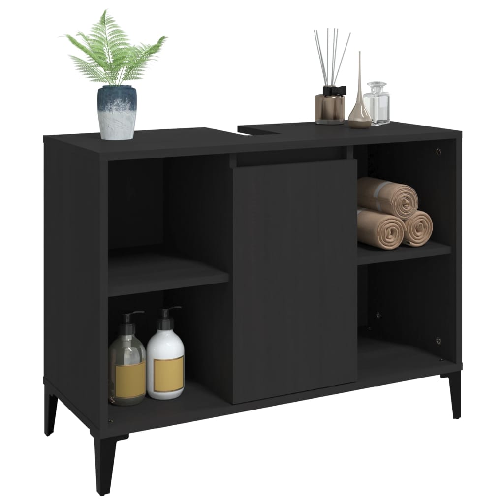 underskab til håndvask 80x33x60 cm konstrueret træ sort