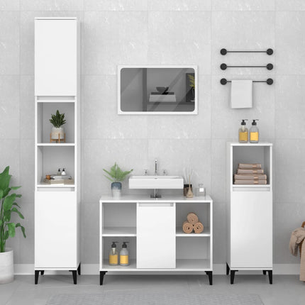 skab til håndvask 80x33x60 cm konstrueret træ hvid højglans