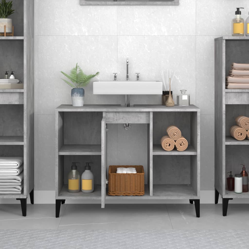 underskab til håndvask 80x33x60 cm konstrueret træ betongrå