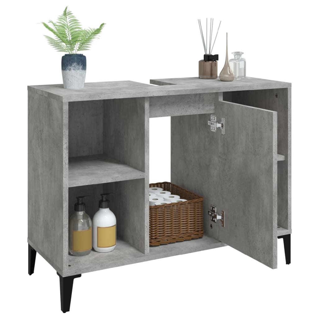 underskab til håndvask 80x33x60 cm konstrueret træ betongrå
