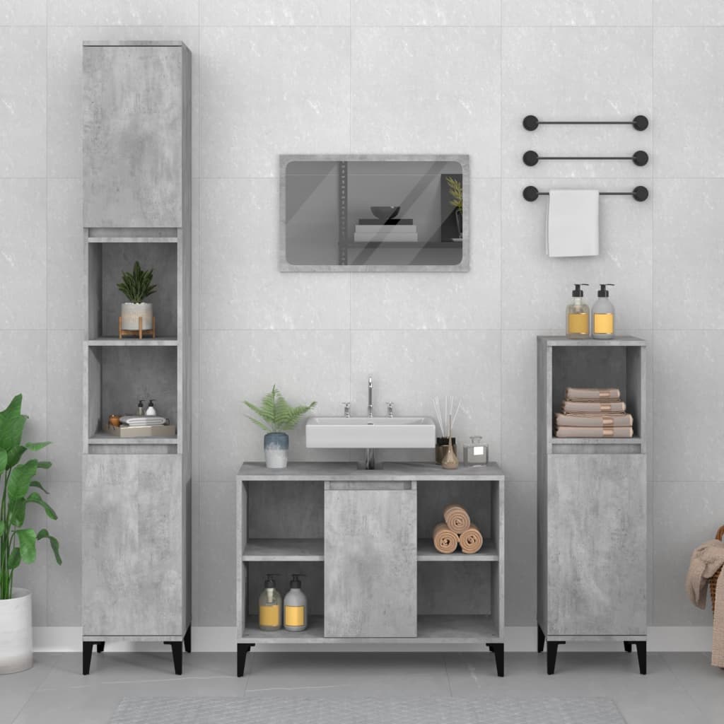 underskab til håndvask 80x33x60 cm konstrueret træ betongrå