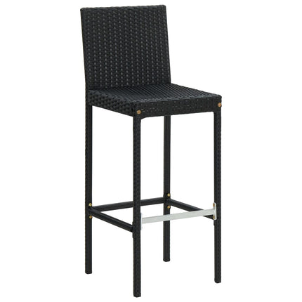 barstole med hynder 6 stk. polyrattan sort