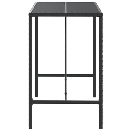 barbord med glasplade 110x70x110 cm polyrattan sort