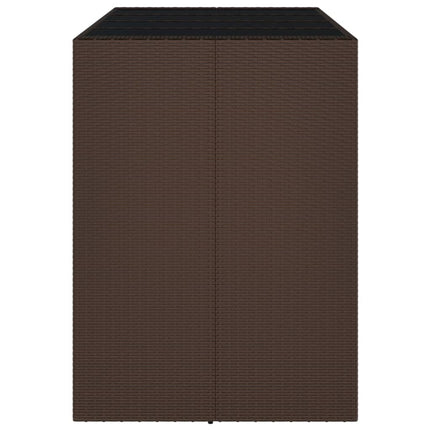 barbord med glasplade 145x80x110 cm polyrattan brun